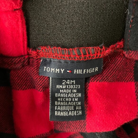 Tommy Hilfiger Infant Pinafore Dress 24m Red Buffalo Plaid Elastic Waist Zipper - Picture 6 of 6